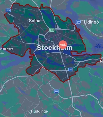 VOI tackningskarta Stockholm