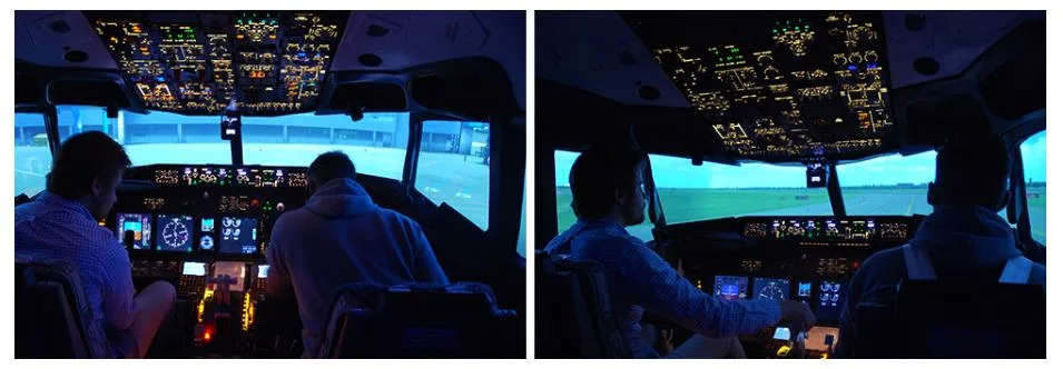 Bild från flygsimulator i Stockholm passagerarflygplan